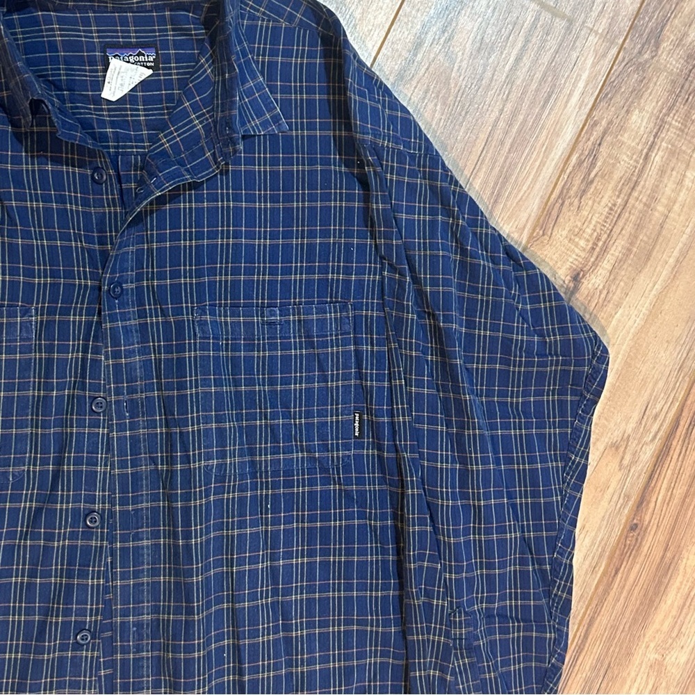 Patagonia Organic Cotton Plaid Button-Down Shirt Men’s XL Blue Long Sleeve - Picture 5 of 6
